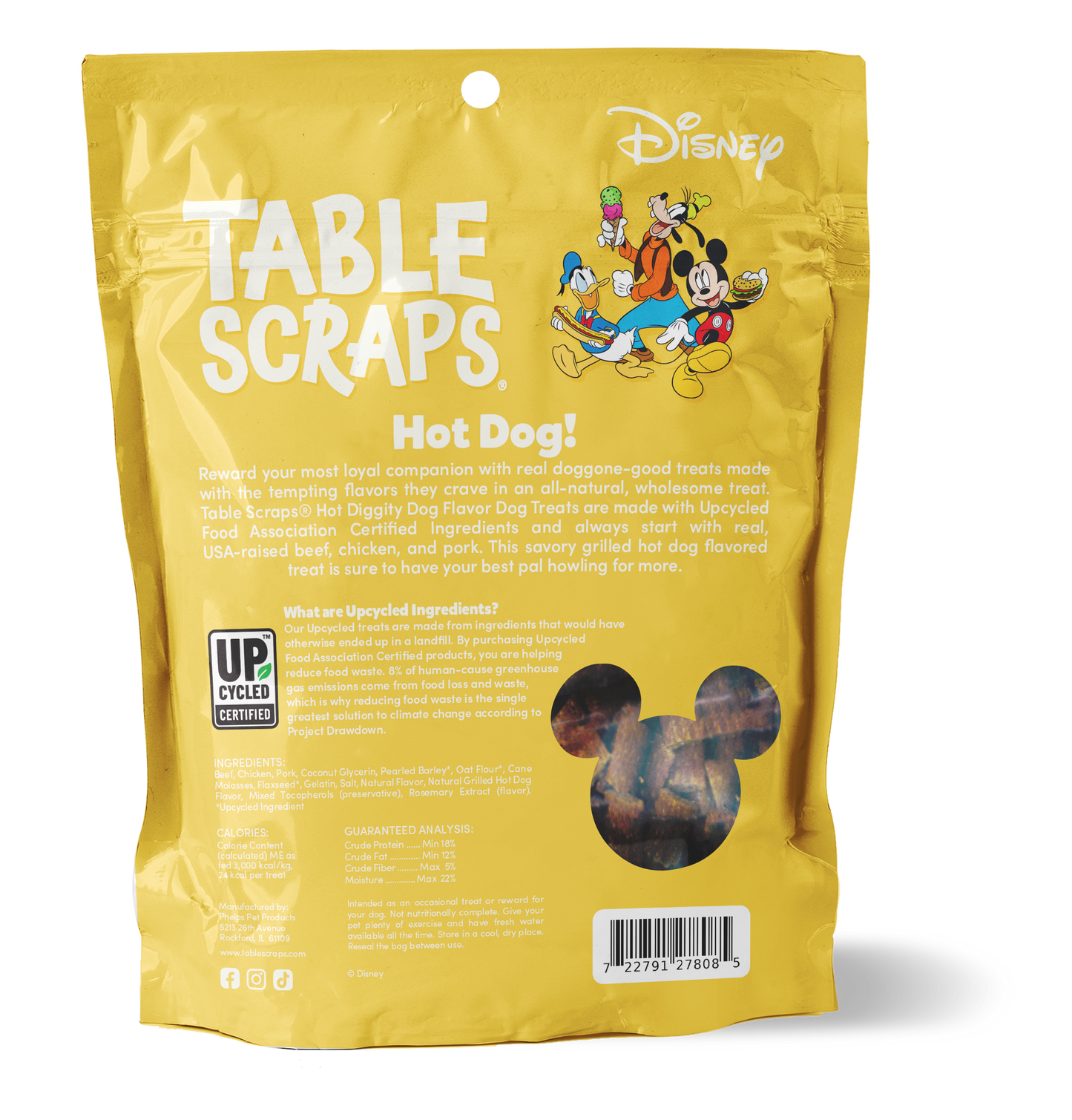 Mickey Mouse Hot Diggity Dog Flavor Dog Treats - Table Scraps Treats