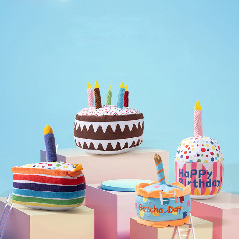 Pet Toy Birthday Cake Celebration Play Doll for Dogs with Sound and Chew Function Small Cake