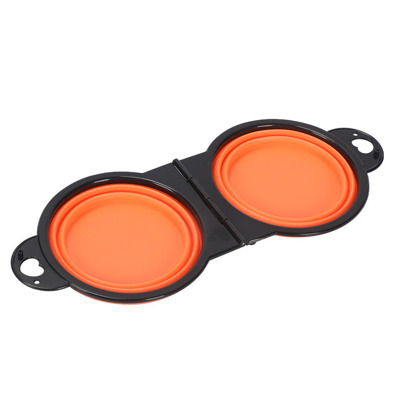 Silicone Portable Outdoor Pet Folding Out Feeder One Dog