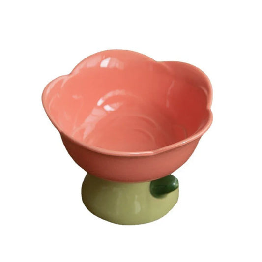Cute Ceramic Cat Bowl - Artisan Flower Design Elevated Dining 🌸