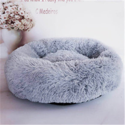 Plush Round Calming Cat Bed for Cozy Autumn and Winter Sleep