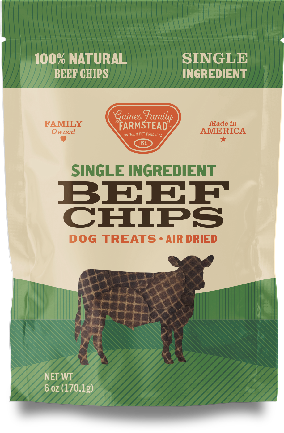 Premium All-Natural Beef Chips Healthy Dog Treats 6oz Pack