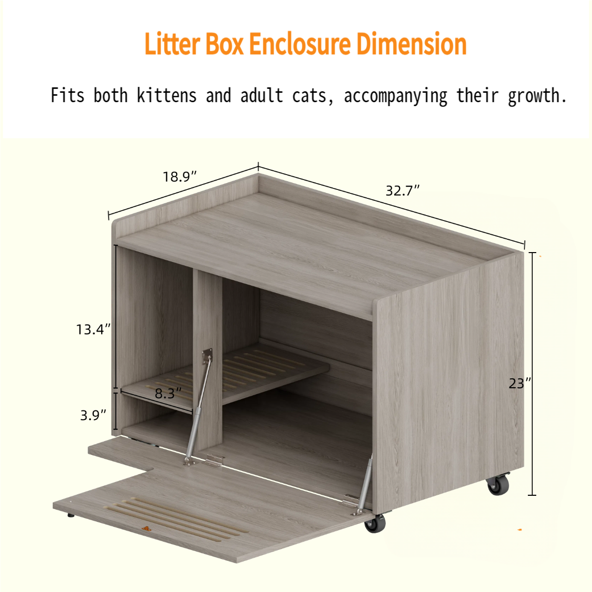 Cat Litter Box Enclosure Hidden Furniture Gray