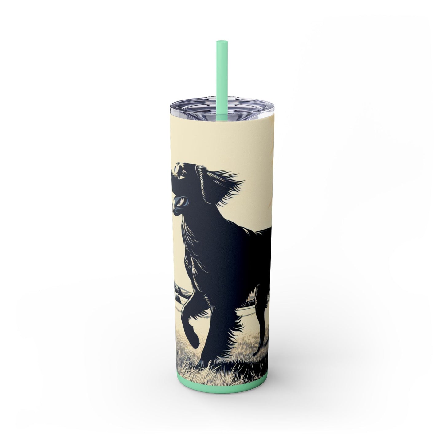 Flat Coated Retriever Tumbler with Straw, 20oz