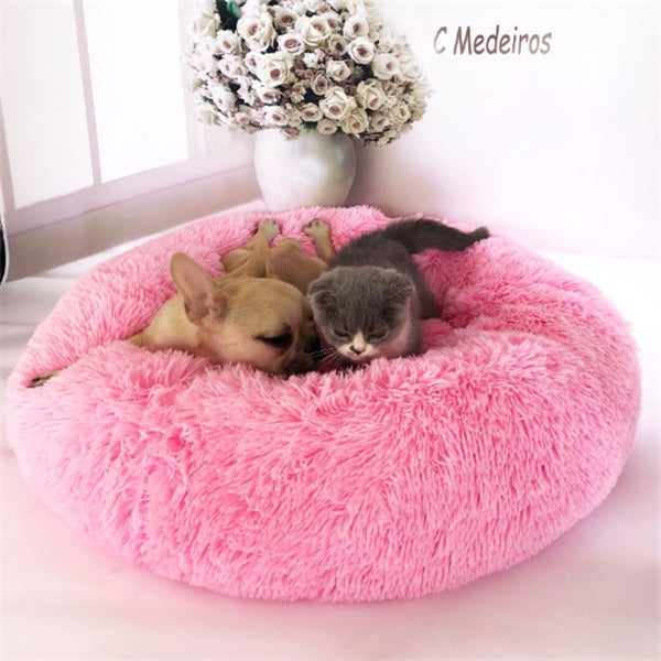 Plush Round Calming Cat Bed for Cozy Autumn and Winter Sleep
