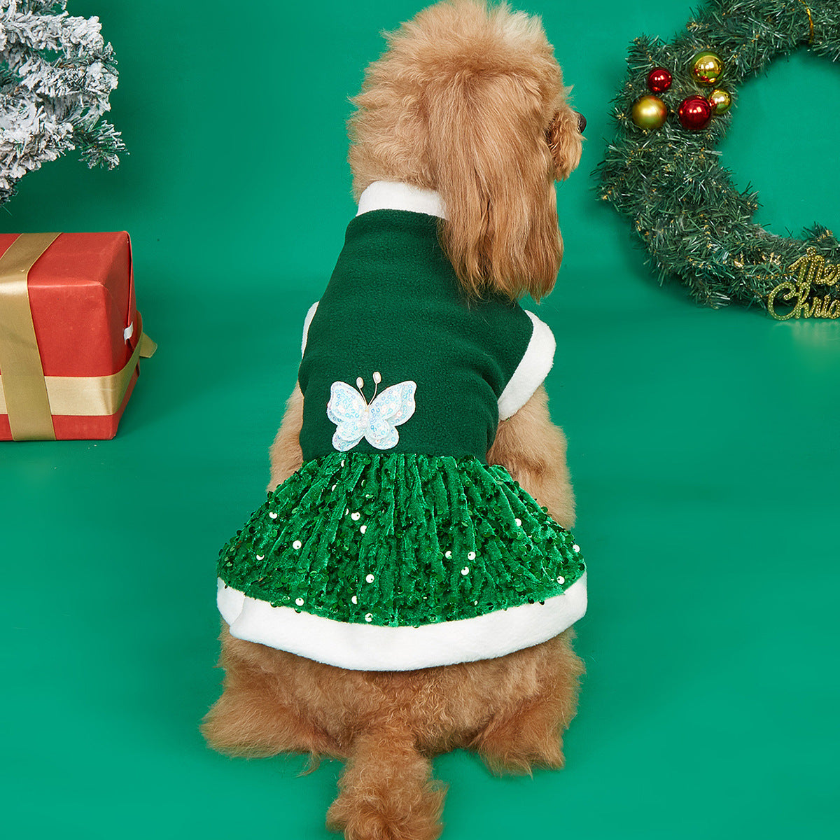 Christmas Dog Dress Plush Winter