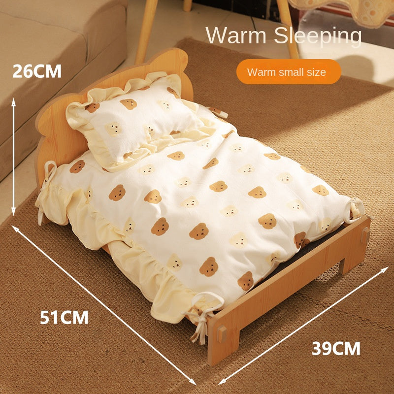 Cat Bed Solid Wood Removable Princess Style 🛏️