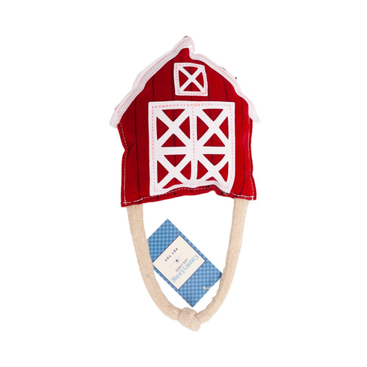 Red Barn Dog Chew Toy Faux Leather Safe Long-Lasting 🏚️