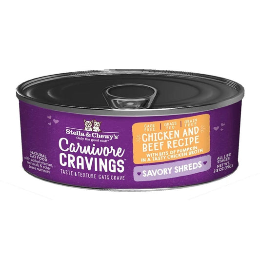 Stella & Chewy's Carnivore Cravings Shredded Chicken & Beef Cat Cans (2.8oz) - Wet Cat Food - The Family Pet