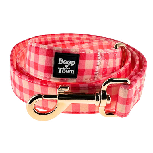 Dog Leash Pink Checker Pattern Cotton 5ft 3oz 🩷