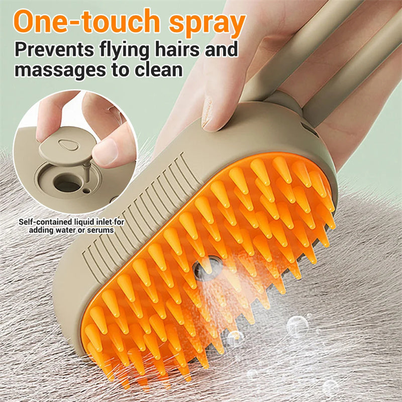 3-in-1 Electric Steamy Pet Brush for Grooming and Massage