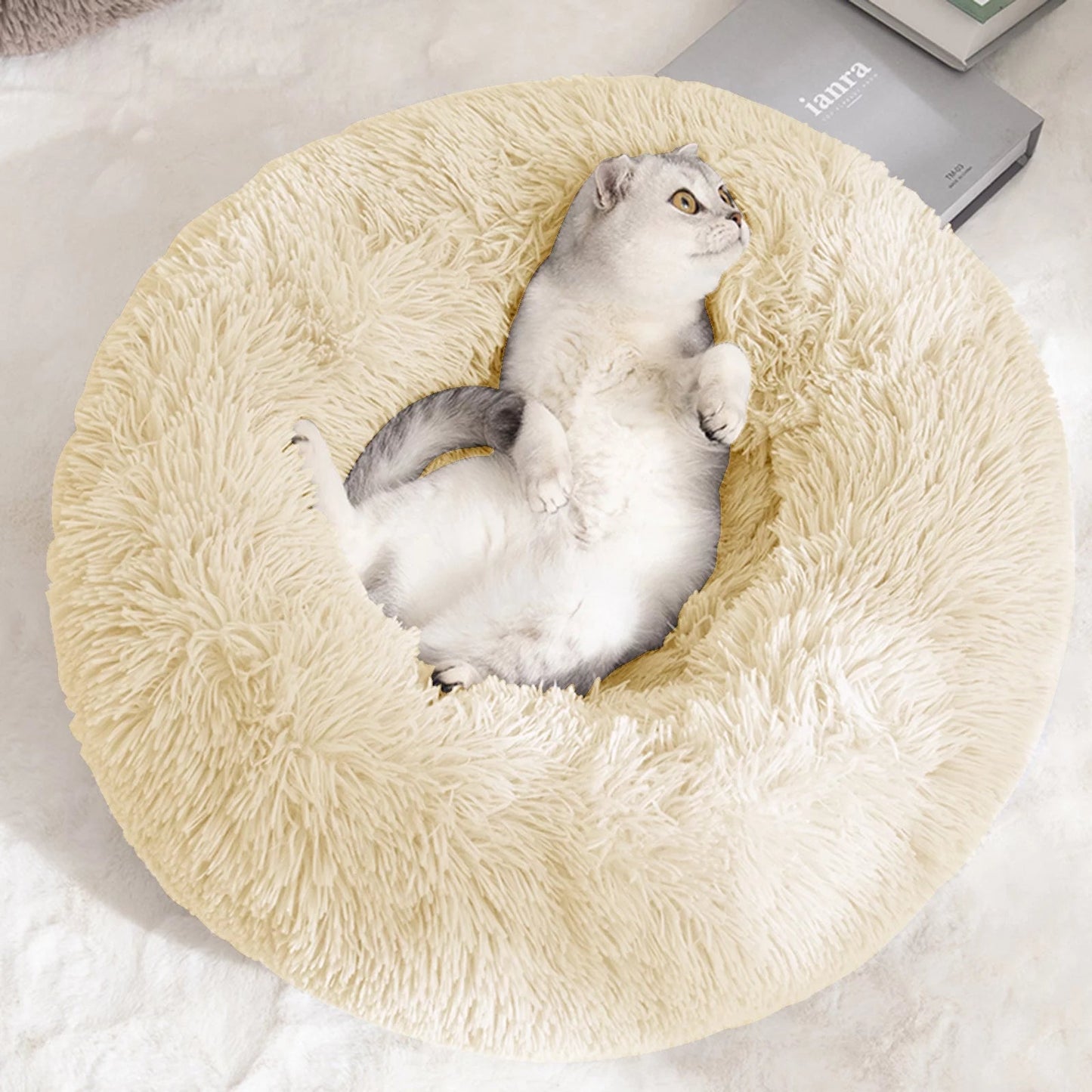 Calming Donut Dog Bed Anti-Anxiety Round Plush 🛏️
