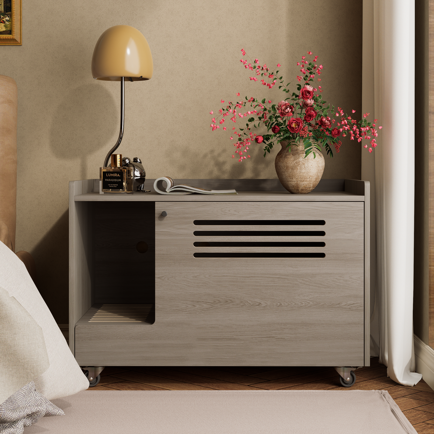 Cat Litter Box Enclosure Hidden Furniture Gray