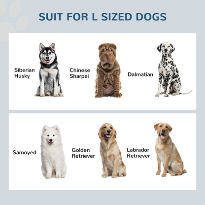 Purrfect Pet Kingdom chart showing large dog breeds like Husky and Labrador suitable for the elevated pet feeder.