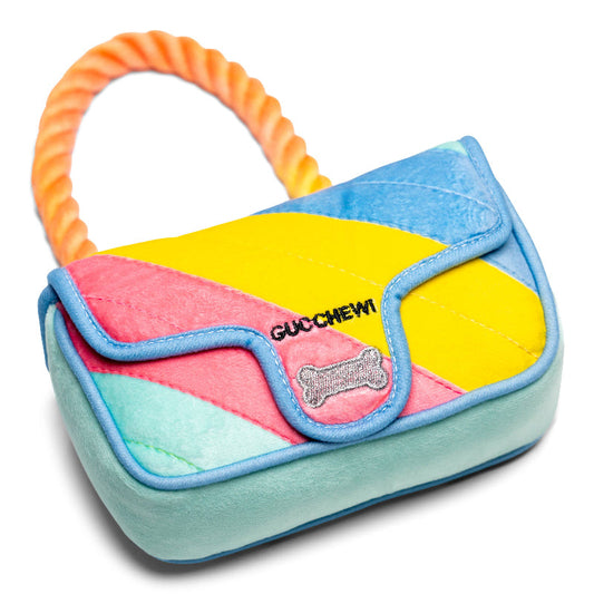 Gucchewy Rainbow Rope Luxury Purse Plush Tug Dog Toy