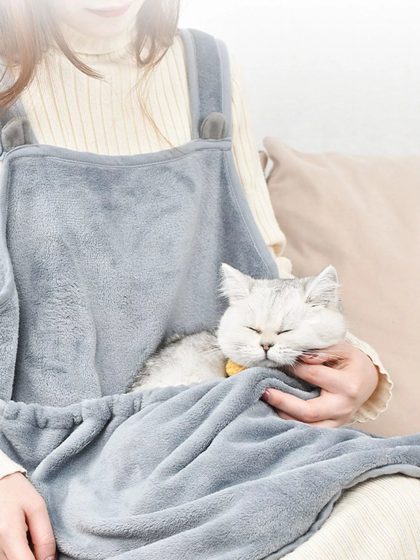 Pet Carrier Apron - Cozy Hands-Free Sling with Paw Holes