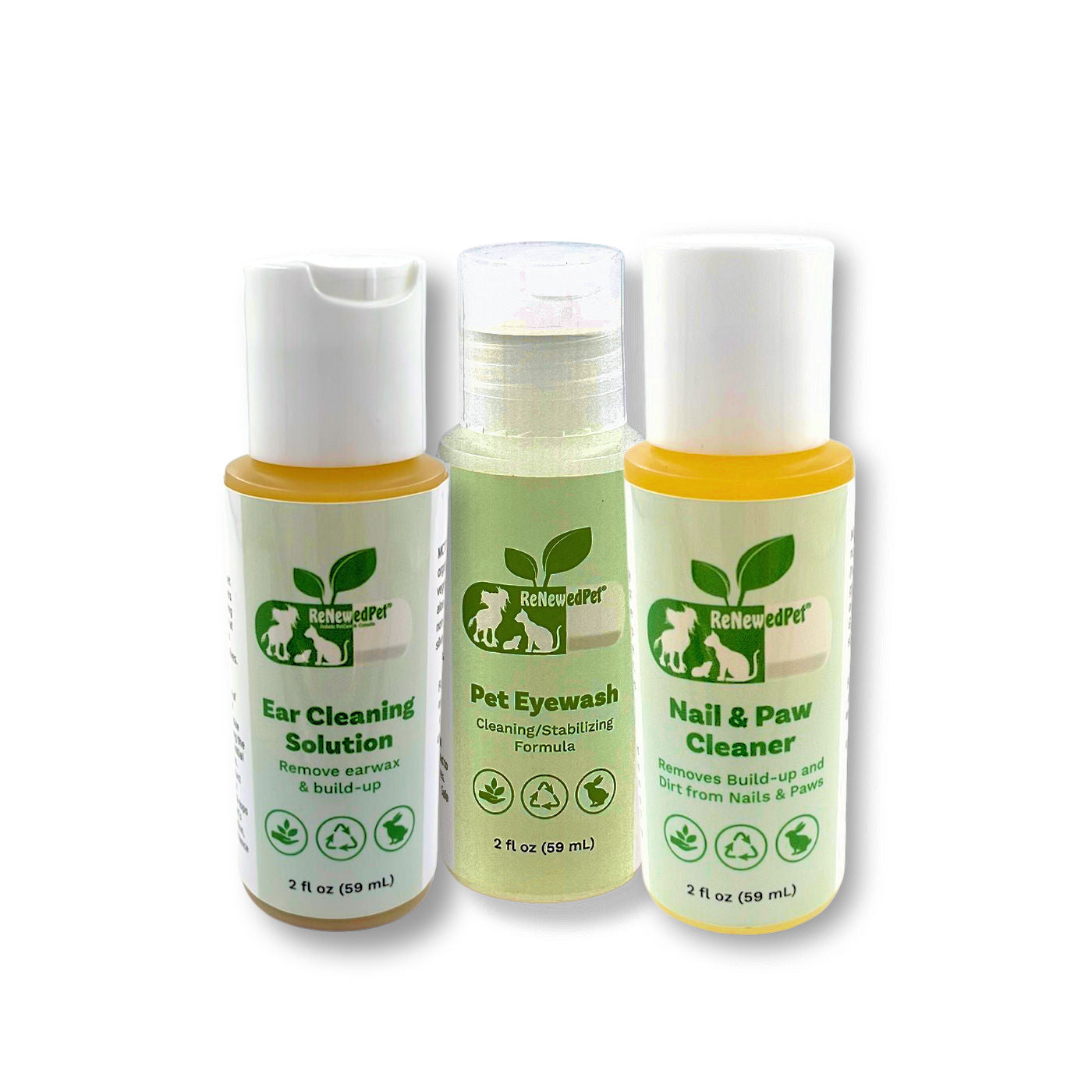 4 - ALL PETS EAR, NAIL & EYEWASH KIT - Pet Grooming - ReNewedPet - 2 OZ. KIT ($8.49/oz.) - NO COTTON PADS - sku - 42134664052772