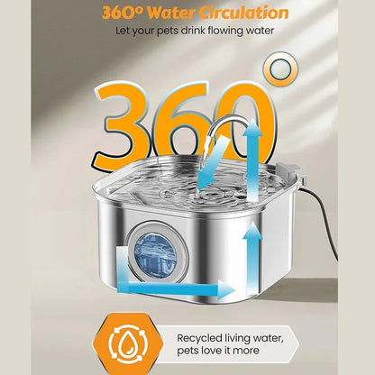 3.2L stainless steel automatic cat water fountain by Purrfect Pet Kingdom, sleek design perfect for keeping cats hydrated.