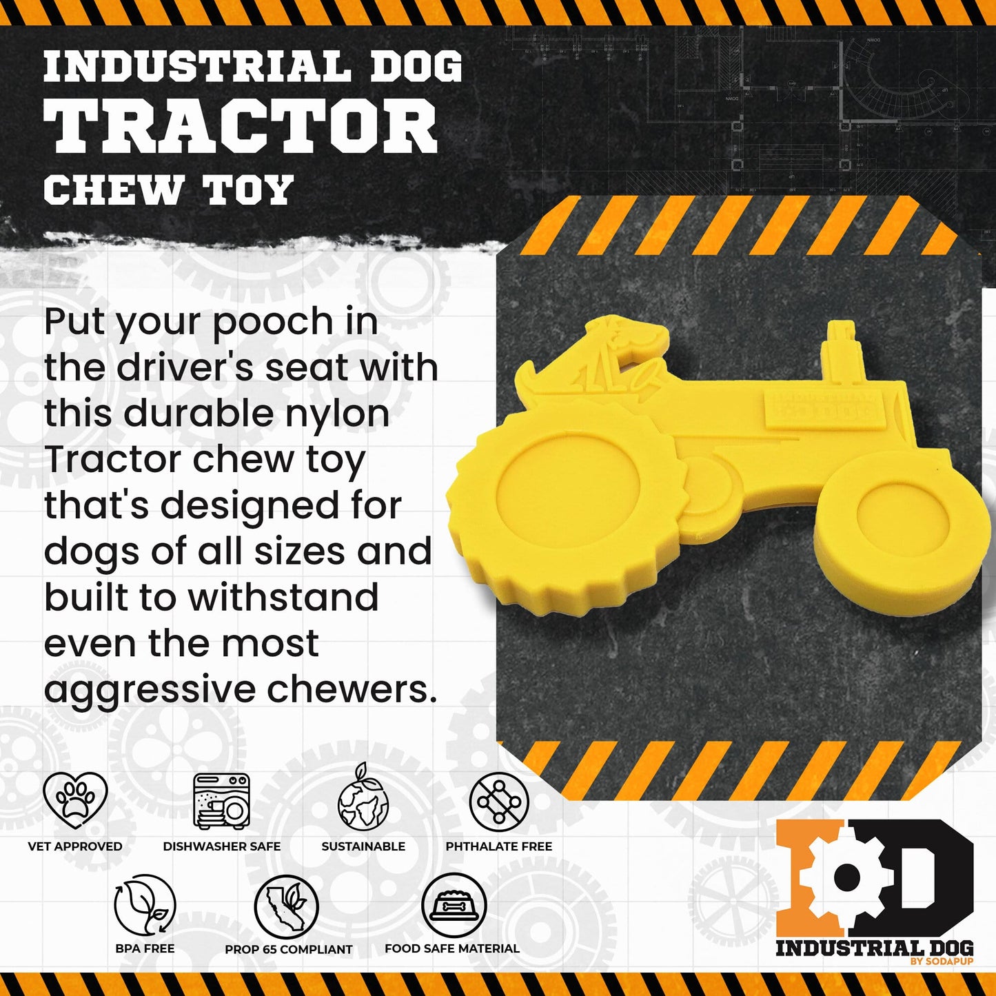 Tractor Nylon Dog Toy for Aggressive Chewers | USA Made |