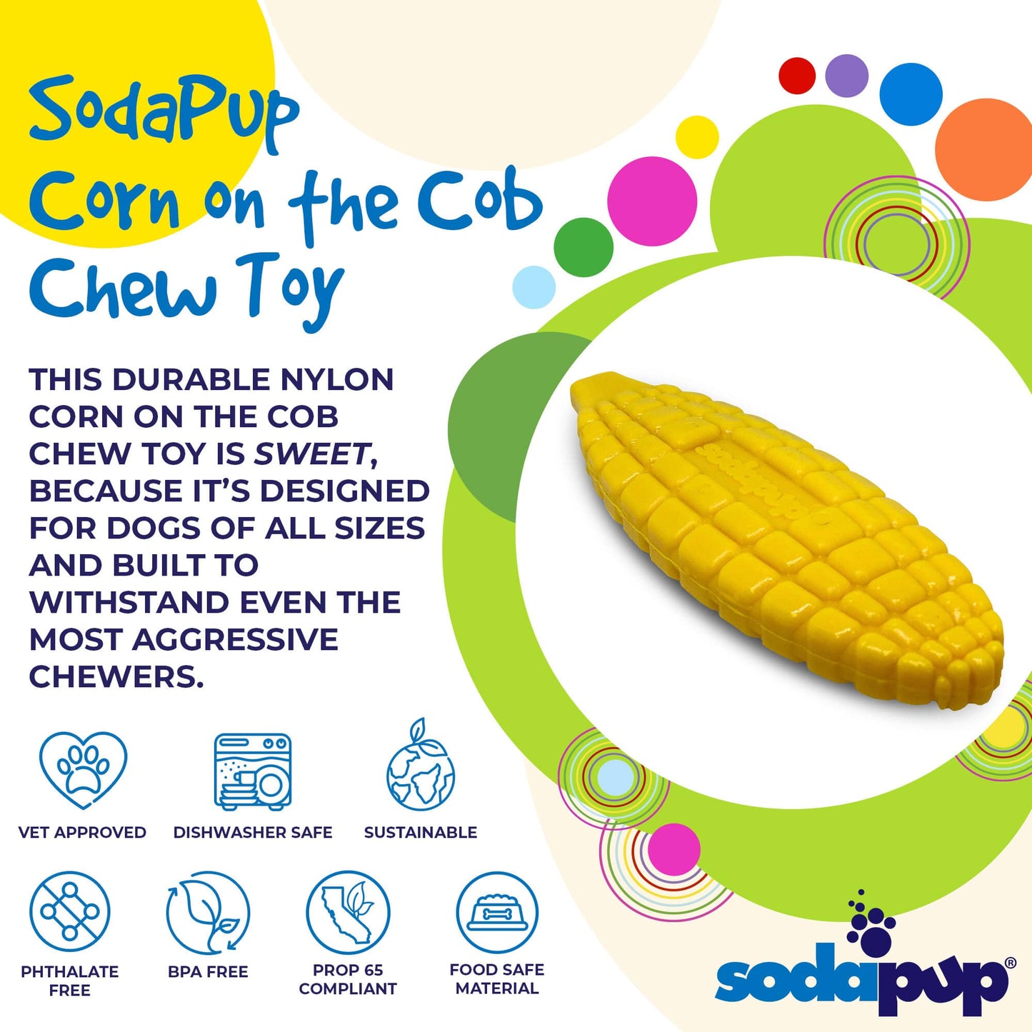 Corn on the Cob Nylon Dog Toy for Aggressive Chewers | USA Made |