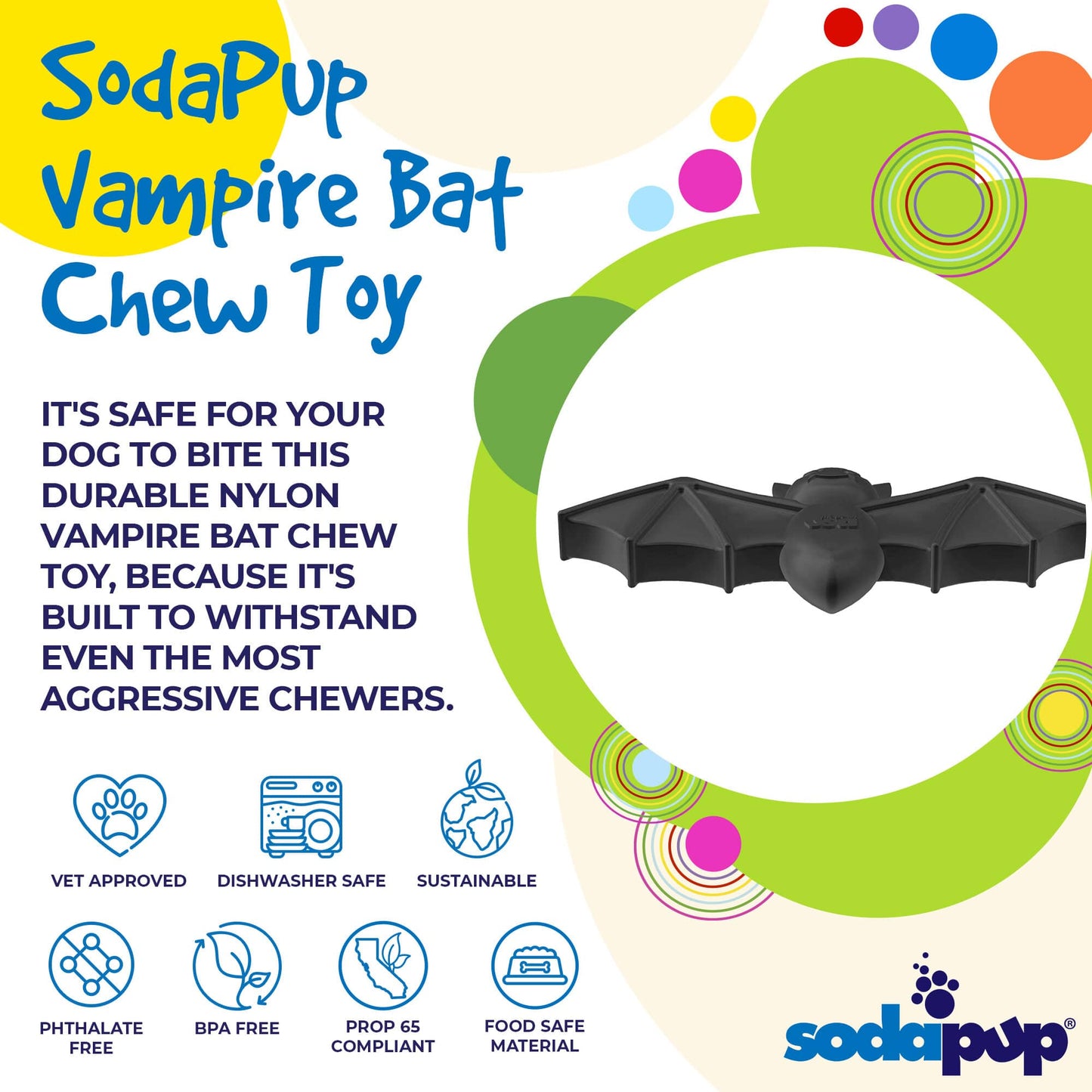 Dog Toy Vampire Bat Durable Nylon Aggressive Chew