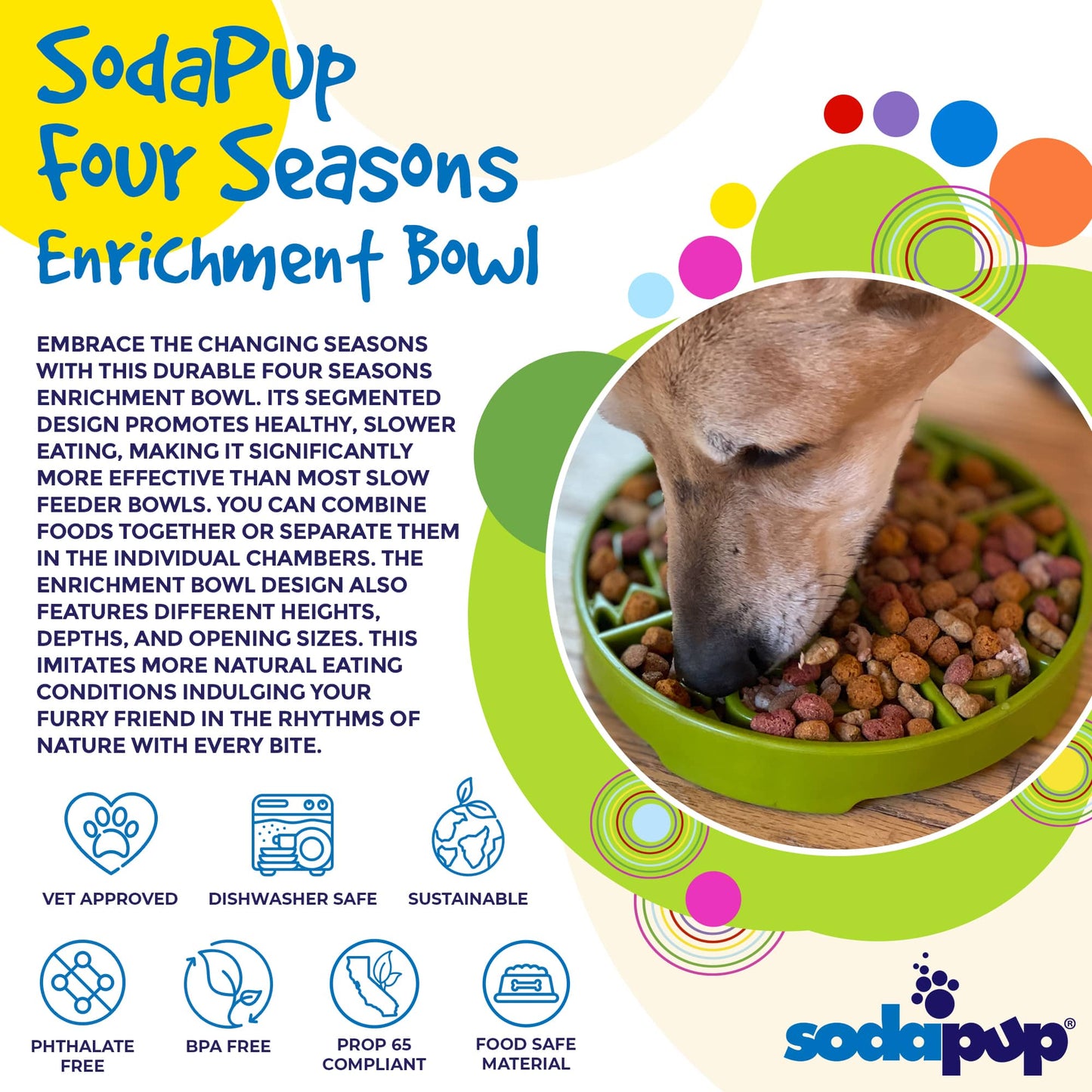 Four Seasons eTray - Shallow Slow Feeder Dog Bowl for Enrichment
