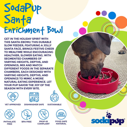 Santa Christmas eBowl Deep Slow Feeder Dog Bowl for Enrichment | USA Made