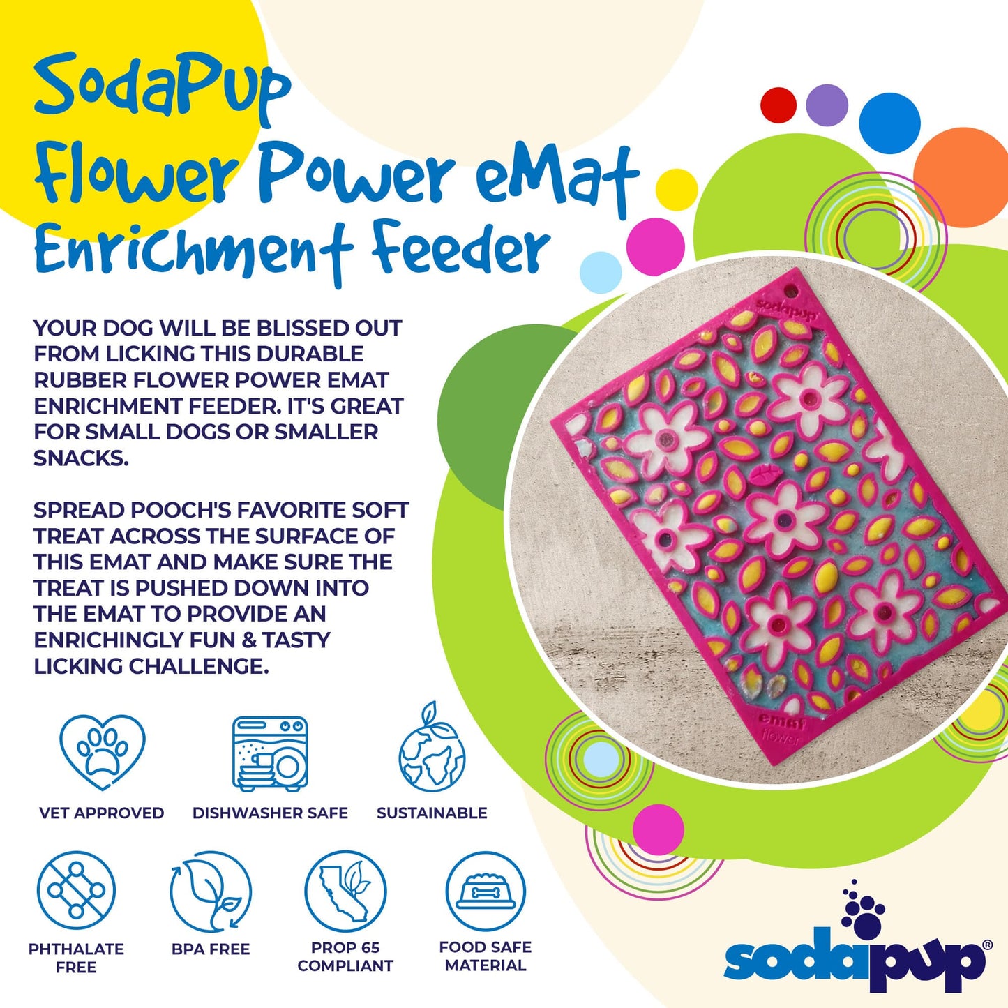 Flower Power emat - Enrichment Lick Mat for Dogs and Cats |