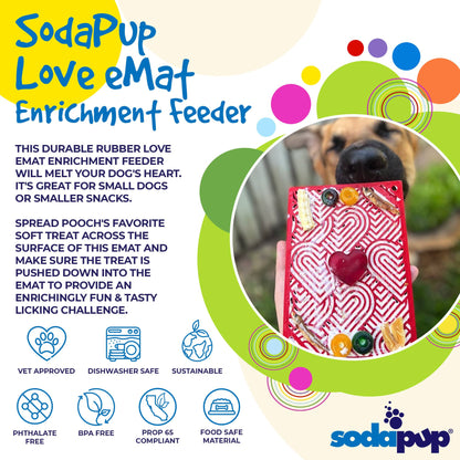 SodaPup Love Heart Enrichment Lick Mat for Calming Pet Stress