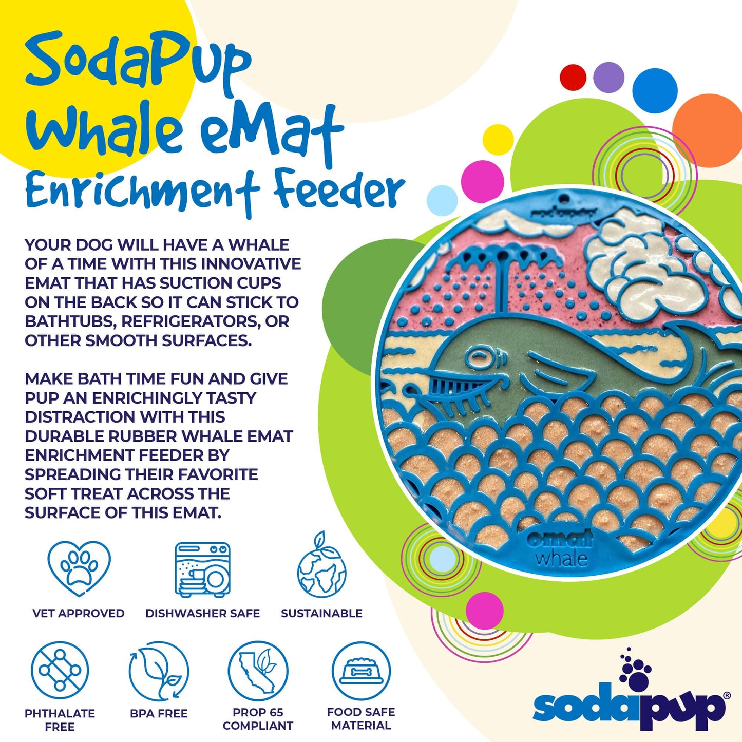 Whale eMat - Enrichment Lick Mat for Dogs and Cats - with