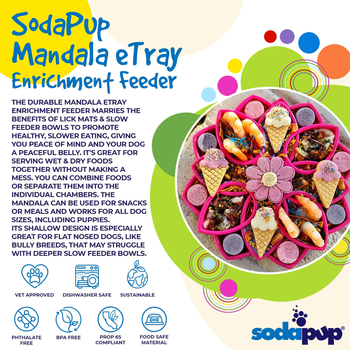 Mandala Etray Shallow Slow Feeder Dog Bowl For Enrichment - gallery image 7