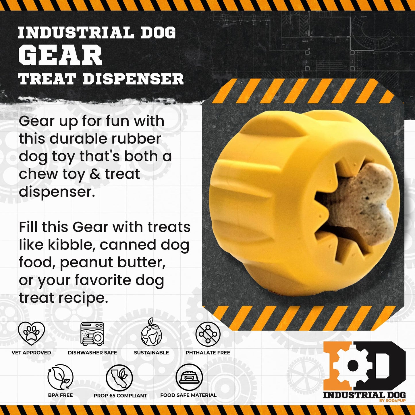 Gear eDispenser - Durable Rubber Yak Chew Holder & Treat Pocket |