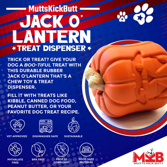 Jack O' Lantern eDispener Durable Rubber Chew Toy & Treat Dispenser