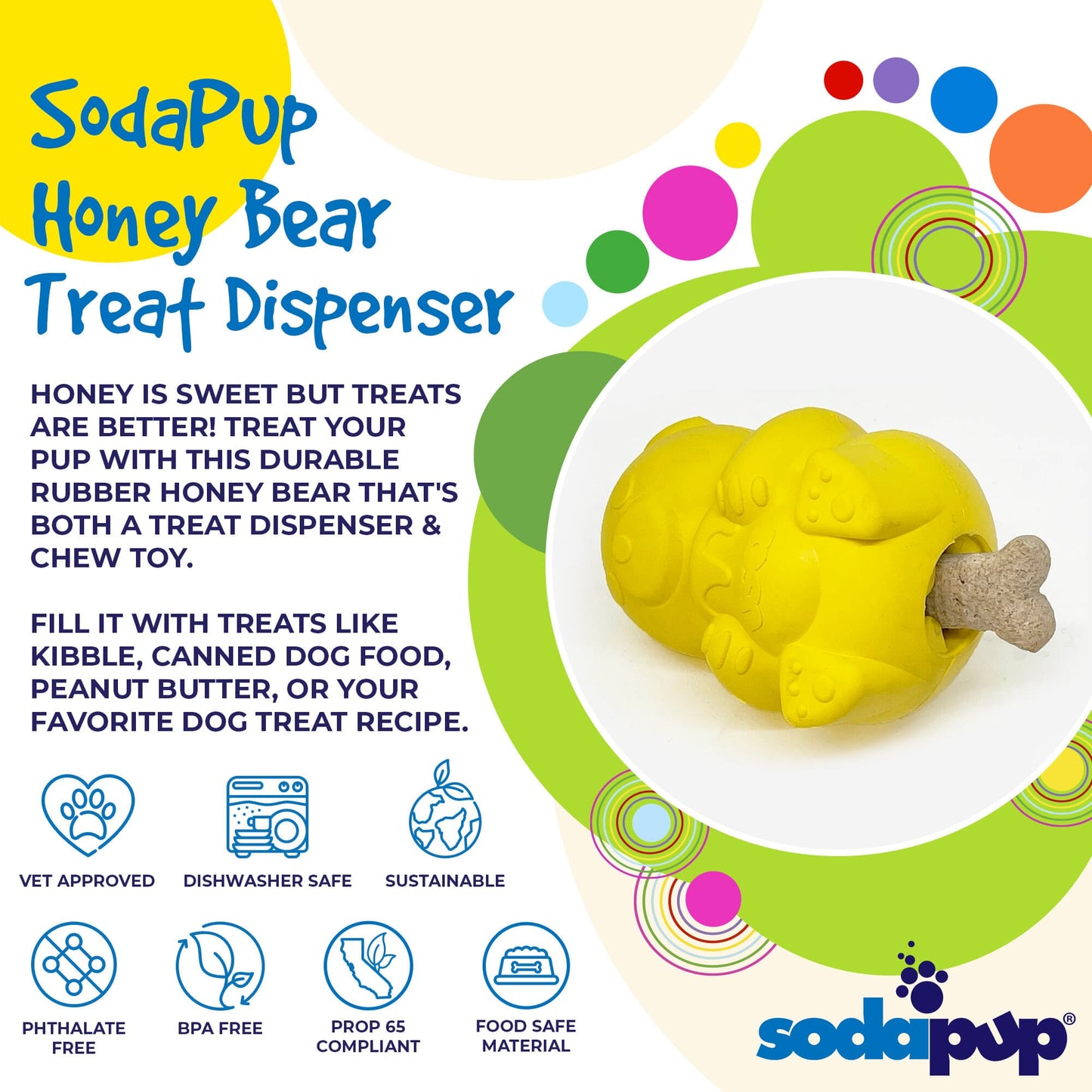 Honey Bear eDispenser - Durable Rubber Treat Dispenser for