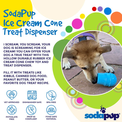 Ice Cream Cone Rubber Dog Chew Toy for Power Chewers | USA