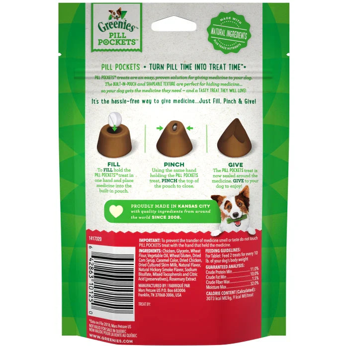 GREENIES Hickory Smoke Flavored Tablet Pill Pockets (3.2oz) - Greenies Dog Treats - The Family Pet