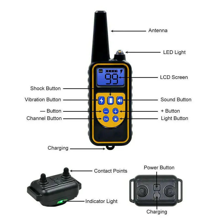 Mimarta 3000ft dog training collar rechargeable remote with LCD screen and control buttons