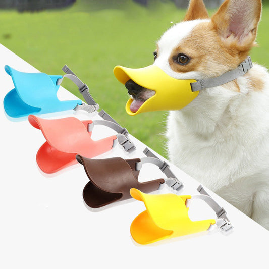 Dog Muzzle Anti-Bite and Anti-Bark Silicone Duckbill Muzzle Comfortable and Breathable Adjustable Strap Pet Mask