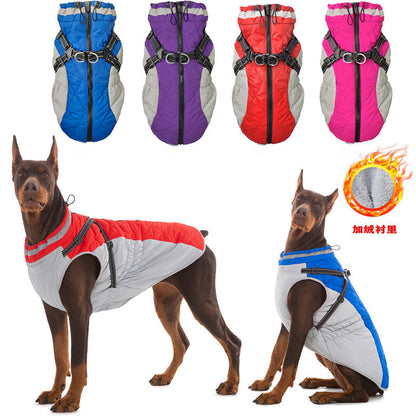Dog AutumnWinter Fleece-Lined, Warm, And Waterproof Zip-Up