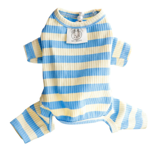 Dog Clothes Spring and Summer Thin Wide Striped Four-legged Home Clothes Bottoming Shirt Small Dog Teddy Pet