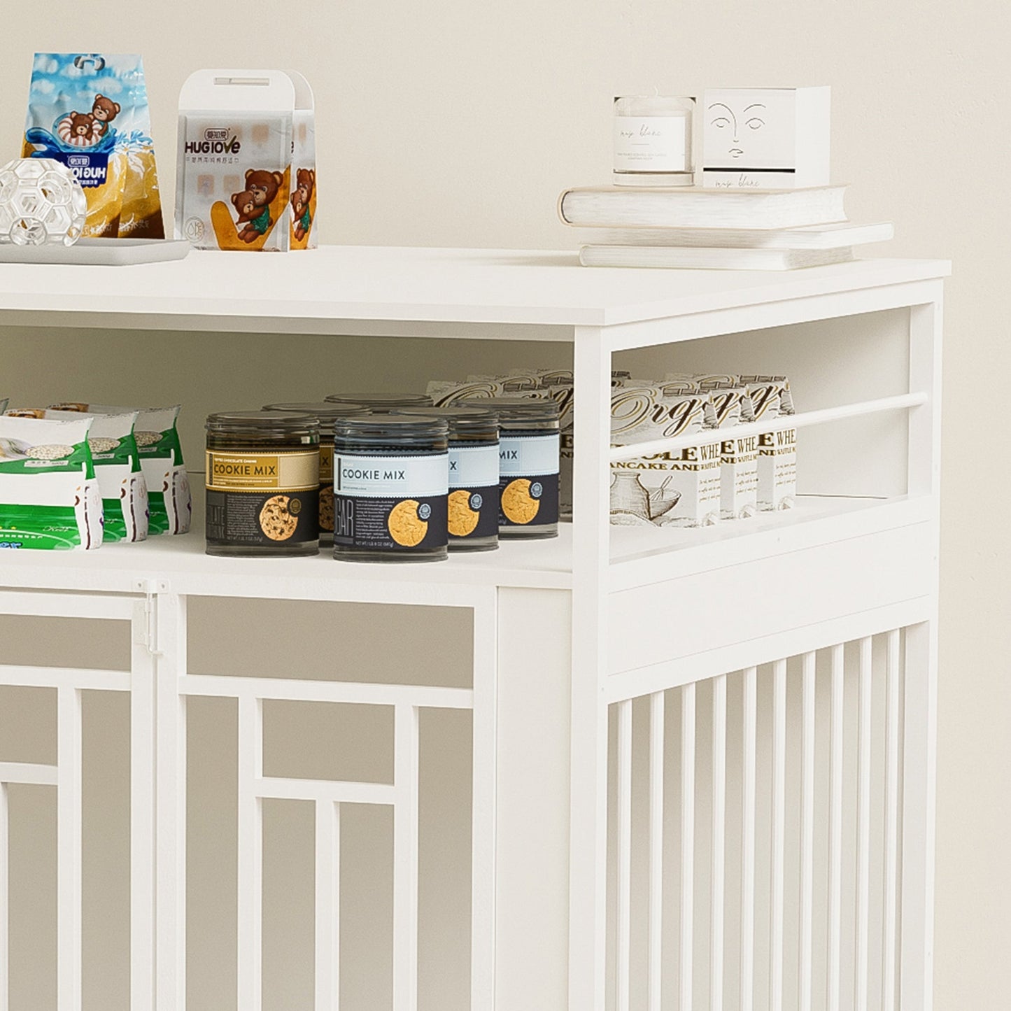 43.3 Inch Wooden Dog Crate Furniture With Divider And