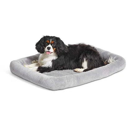 Gray 30in Midwest Diamond Stitch Bed by The Family Pet, perfect rectangle dog bed for comfort and style, priced at $34.99.