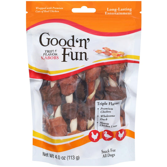 Triple Flavor Kabobs Dog Treats 4oz Good N Fun 🦴