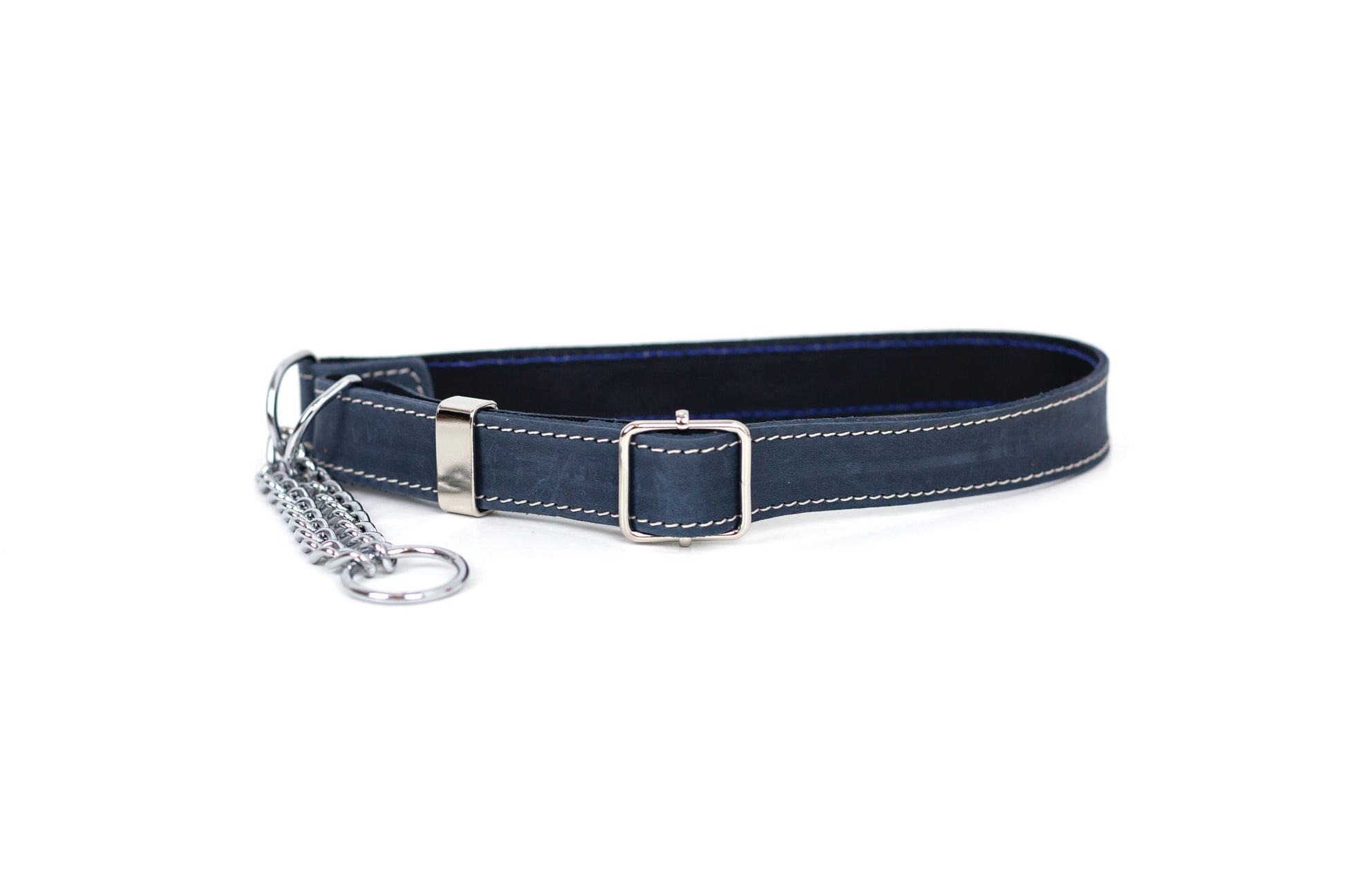 Martingale Blue Jeans Leather Dog Collar - Leather Dog Collar - Euro - Dog Collars and Leads