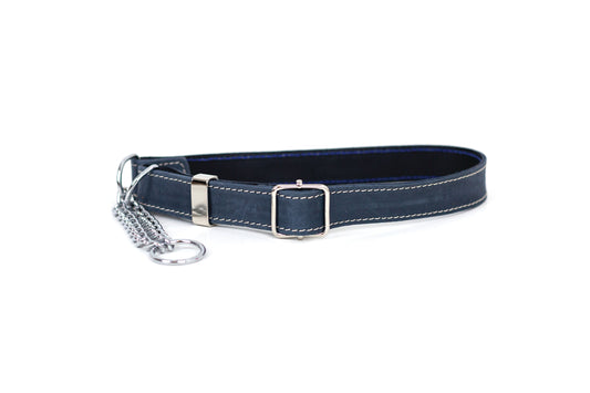 Martingale Blue Jeans Leather Dog Collar - Leather Dog Collar - Euro - Dog Collars and Leads
