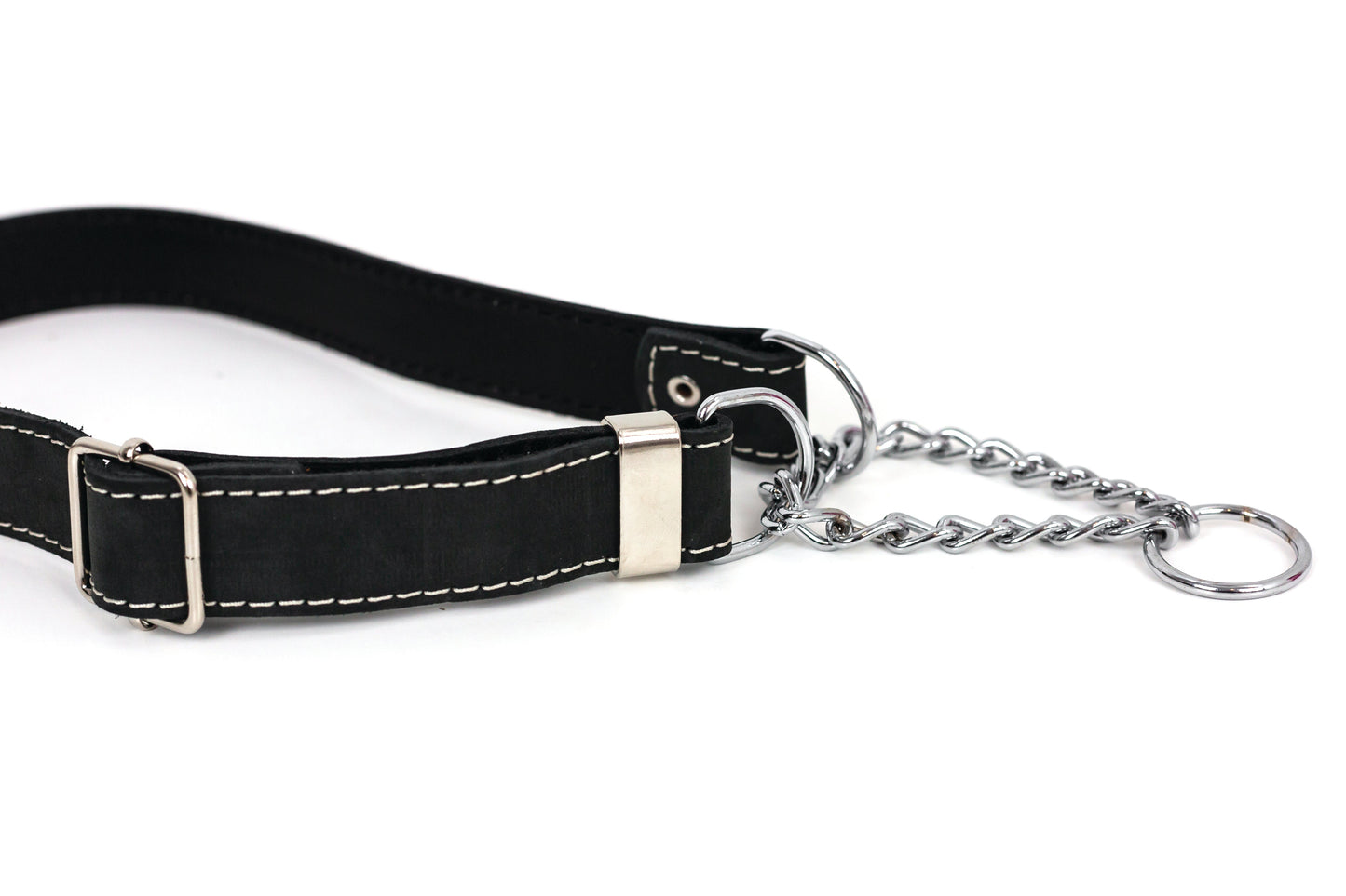 Martingale Midnight Black Leather Dog Collar - Leather Dog Collar - Euro - Dog Collars and Leads