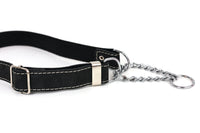Martingale Midnight Black Leather Dog Collar