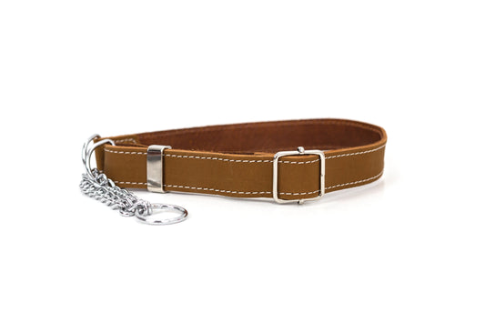 Martingale Earth Brown Leather Dog Collar - Leather Dog Collar - Euro - Dog Collars and Leads