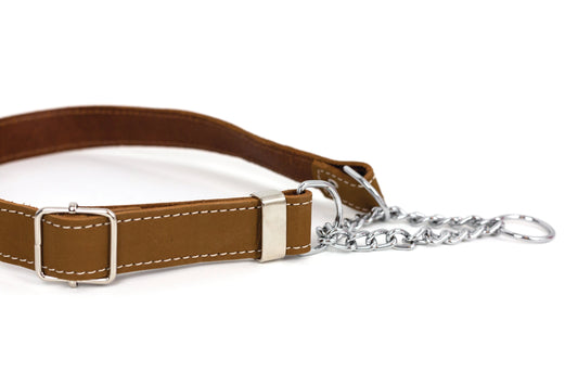 Martingale Earth Brown Leather Dog Collar - Leather Dog Collar - Euro - Dog Collars and Leads