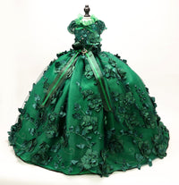 Emerald Green Floral Pet Gown | Luxury Dog Dress for